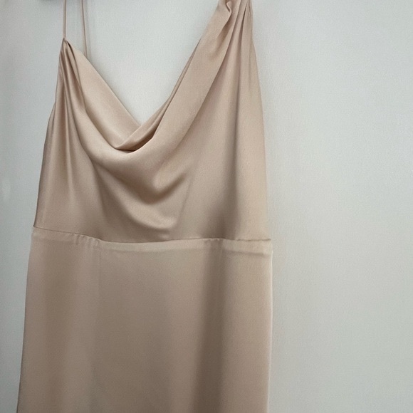 FAME AND PARTNERS x BHLDN Rosabel Light Nude Cowl Neck Silky Maxi Dress - Picture 7 of 7